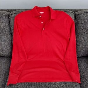 Land's End Red Long Sleeve Polo